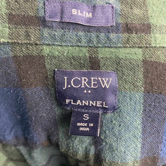 J Crew Flannel in Green/Navy/Black check - Picture 3 of 3